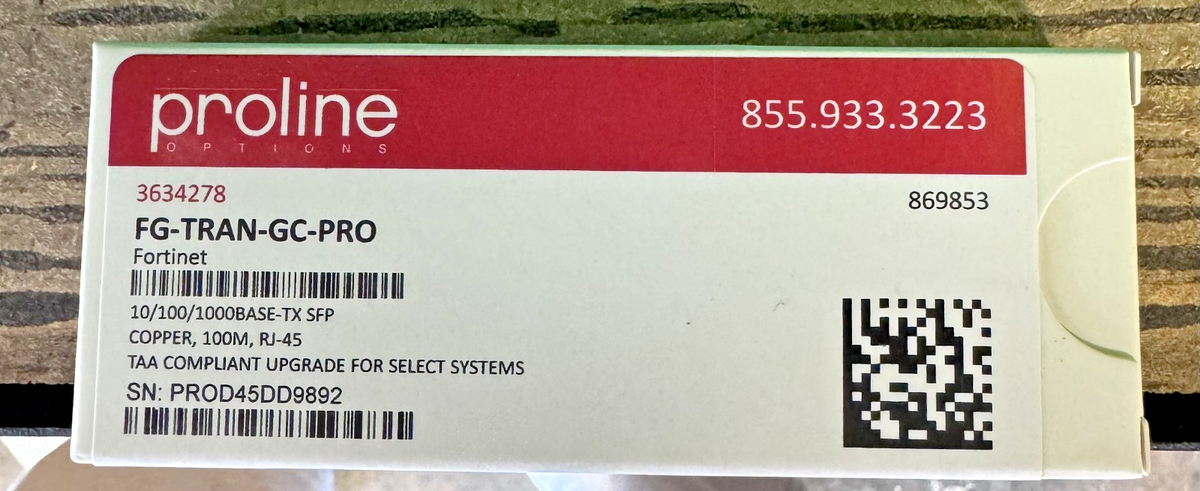 🔌 Proline FG-TRAN-GC-PRO | Fortinet Compatible RJ45 Copper SFP Module | NEW