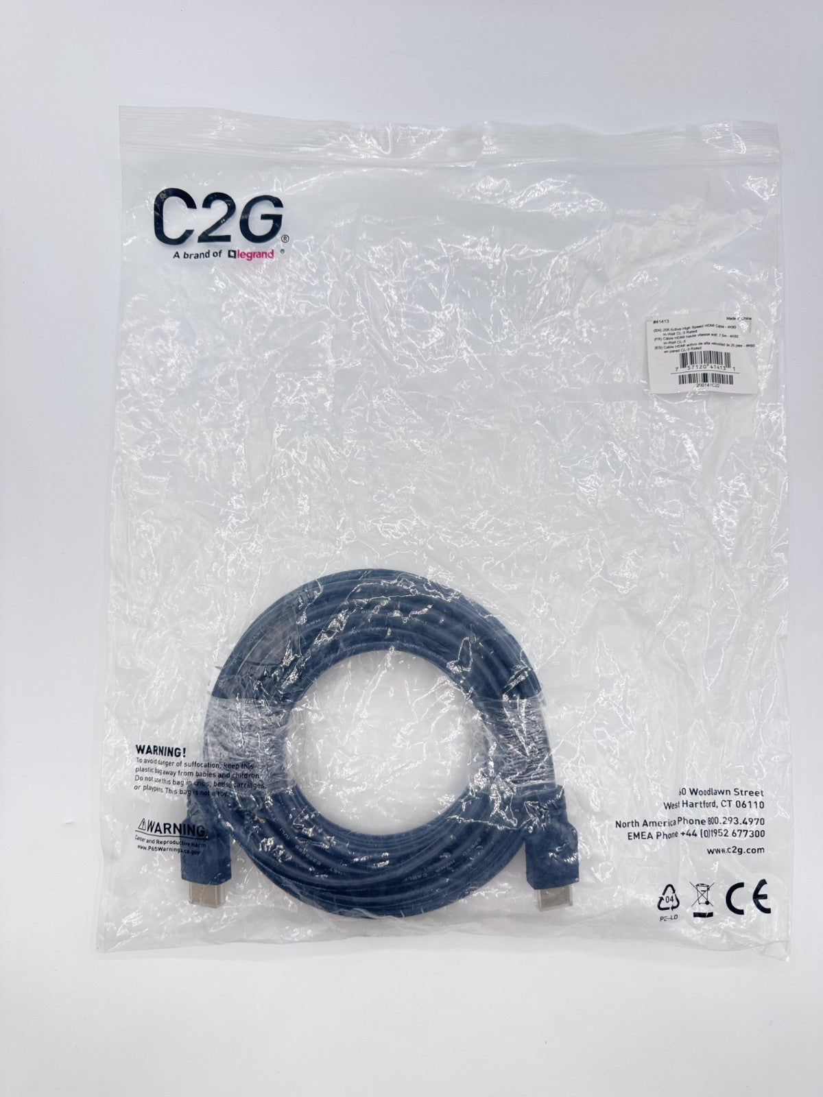 π C2G by Legrand #41413 25ft Active High Speed HDMI Cable 4K60 CL3