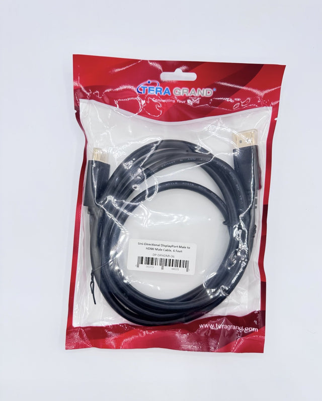 🆕 Tera Grand DisplayPort (DP) to HDMI Cable 6ft Uni-Directional Male to Male – 