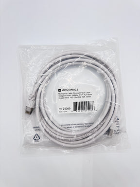 🆕 Monoprice Cat 6A Patch Cable 14ft White STP RJ45 Snagless Ethernet Cable