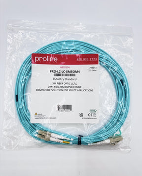 🆕 Proline 5M LC/LC OM4 Duplex Fiber Optic Patch Cable 50/125µm Multimode Aqua –
