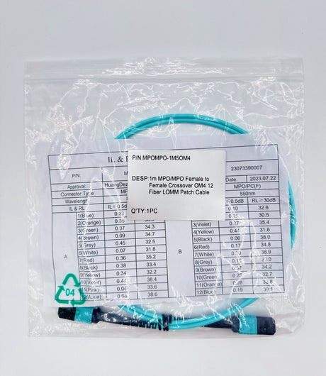 🆕 1M, 3M & 5M MPO/MPO OM4 Fiber Optic Patch Cable Female to Female Crossover 12