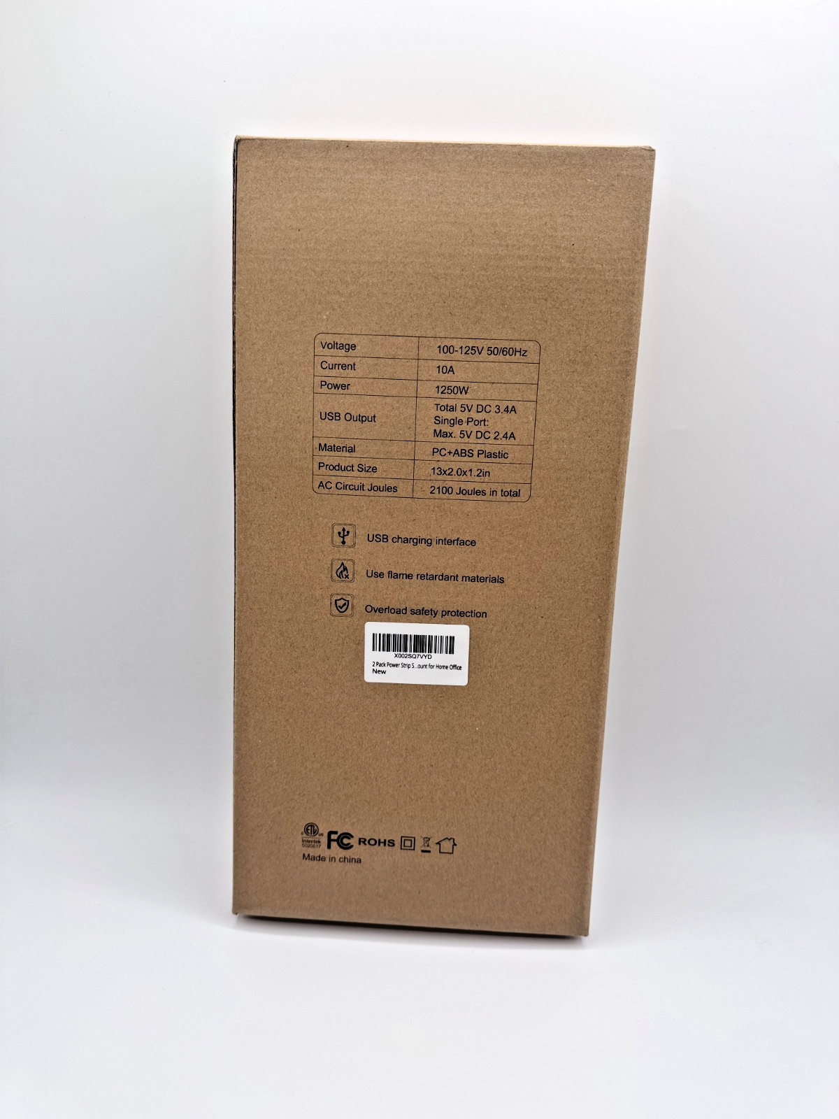 6 Outlet Surge Protector Power Strip 4 USB Ports 2100J 1250W Open Box