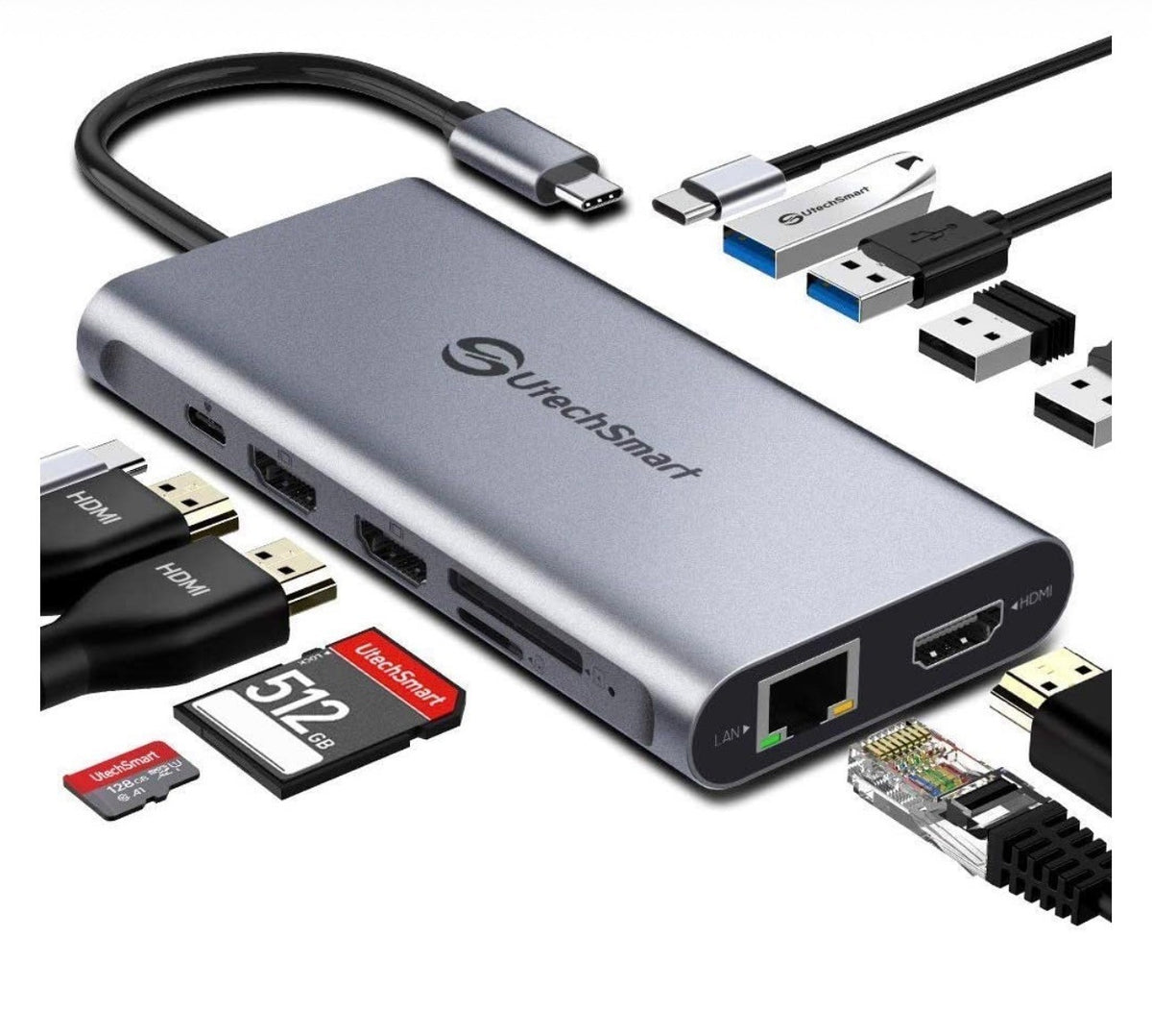 🔌 UtechSmart UCN3278 USB-C Docking Station | Triple Display Hub | HDMI |