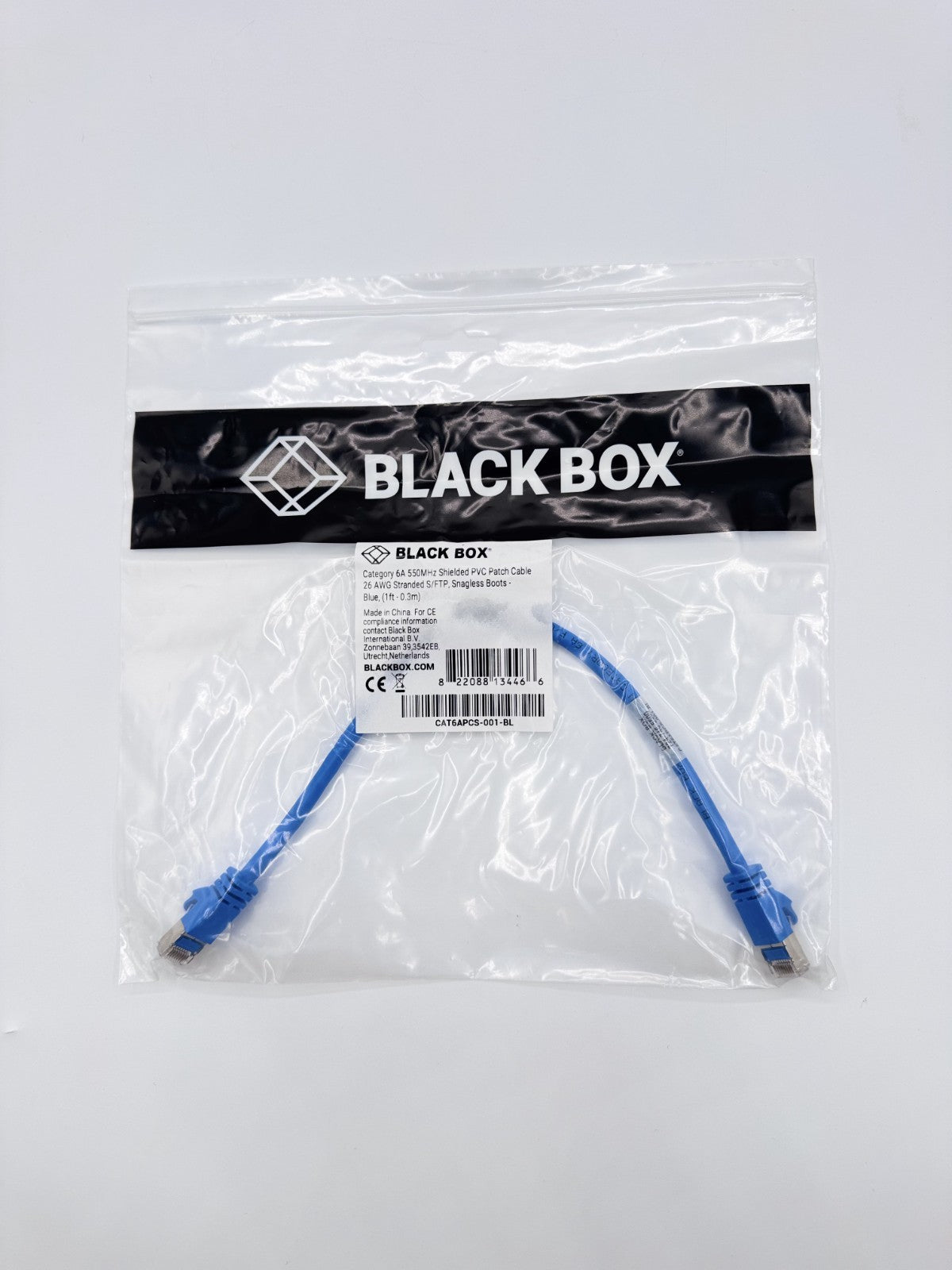 🆕 Black Box CAT6APCS-001-BL Cat6A Ethernet Patch Cable 1ft Blue Shielded S/FTP 