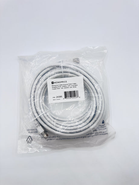 🆕 Monoprice 24385 Cat6A Ethernet Patch Cable 25ft White STP Snagless RJ45 10G –