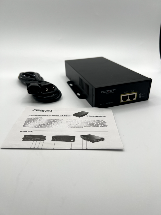 Procet PT-PSE109GBRO-AH 83W Gigabit Single Port PoE Injector