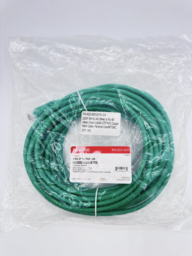 🆕 Proline Cat 6A Patch Cable 35ft Green UTP RJ45 Snagless Ethernet Cable – New