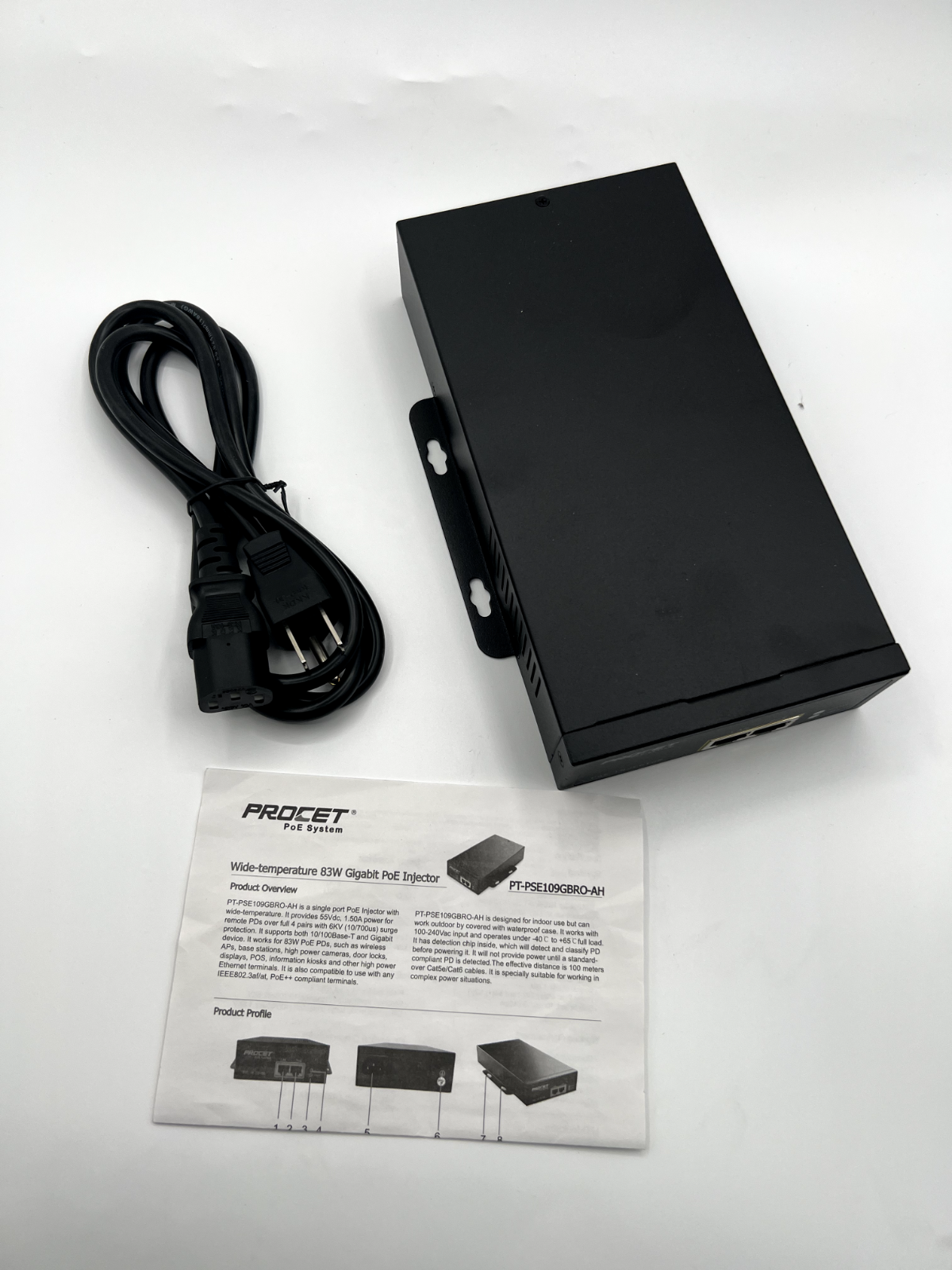 Procet PT-PSE109GBRO-AH 83W Gigabit Single Port PoE Injector