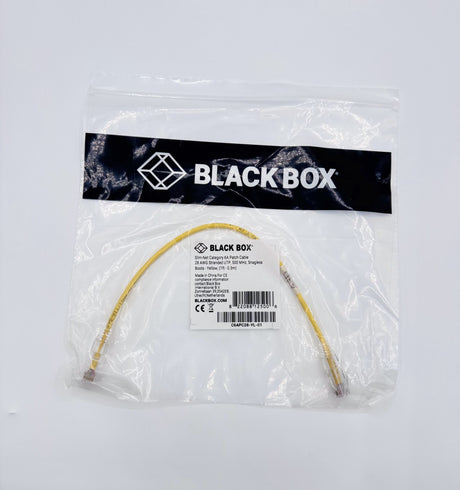 🆕 Black Box C6APC28-YL-01 Slim Cat6A Patch Cable 1ft Yellow RJ45 Ethernet – New