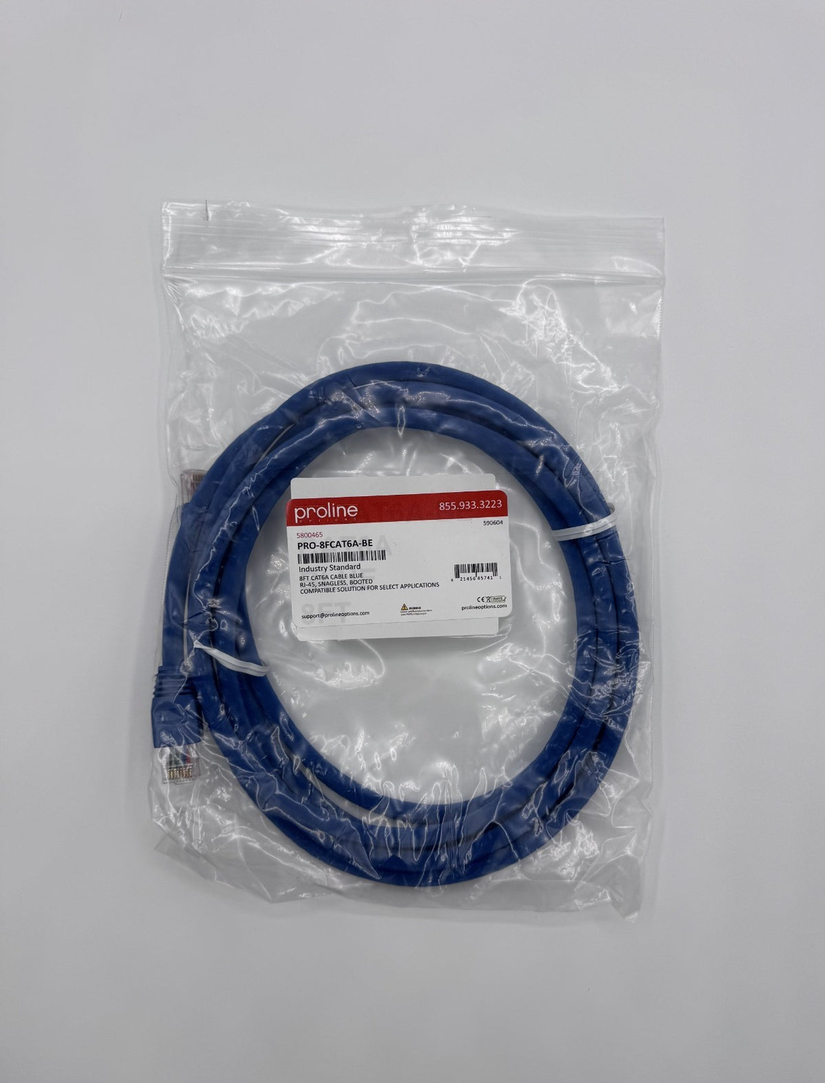 🆕 Proline PRO-8FCAT6A-BE Industrial Cat6A Ethernet Cable 8ft Blue RJ45 – New