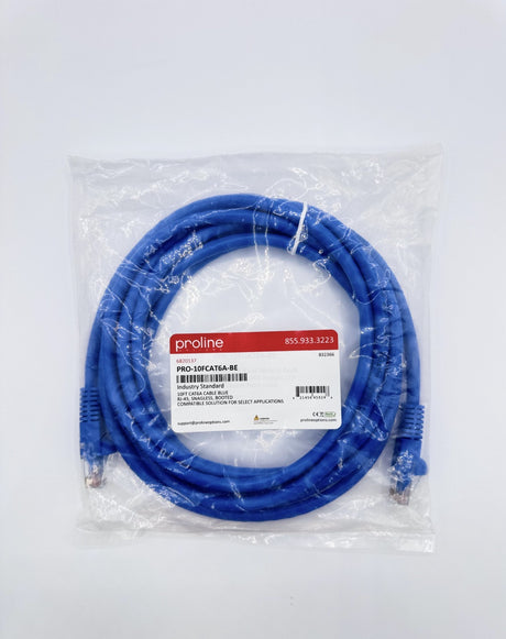 🆕 Proline PRO-10FCAT6A-BE Cat6A Ethernet Patch Cable 10ft Blue RJ45 Snagless