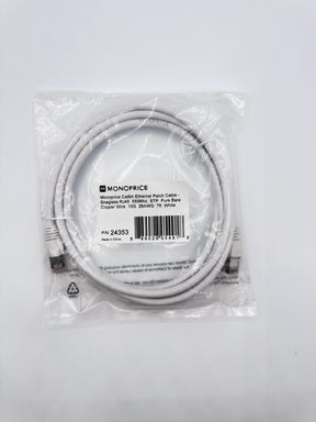 🆕 Monoprice 24353 Cat6A Ethernet Patch Cable 7ft White STP Snagless RJ45 10G