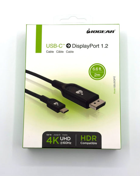 🆕 IOGEAR USB-C to DisplayPort 1.2 Cable 6.6 ft (2m) | 4K@60Hz | HDR | New