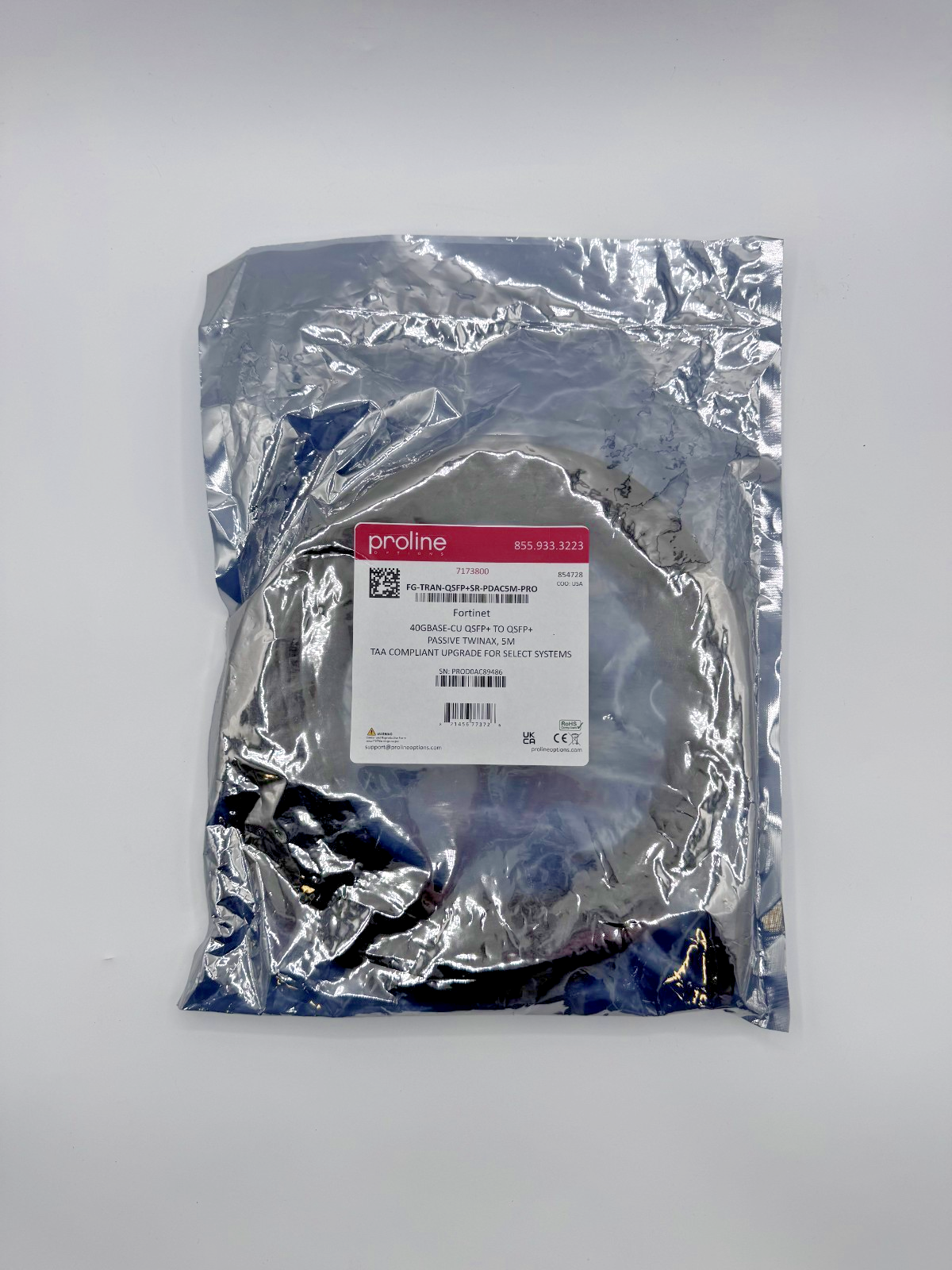 Proline FG-TRAN-QSFP+SR-PDAC5M-PRO 40G QSFP+ Passive Twinax DAC Cable 5M New