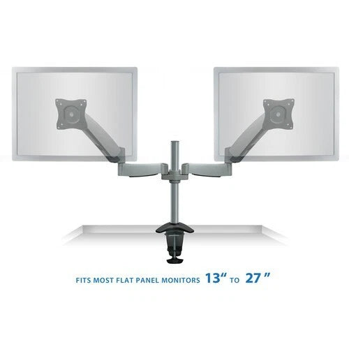 Mount-It! MI-7C24 Height-Adjustable Dual Monitor Desk Mount – 13–27 in., Silver