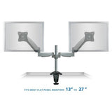 Mount-It! MI-7C24 Height-Adjustable Dual Monitor Desk Mount – 13–27 in., Silver